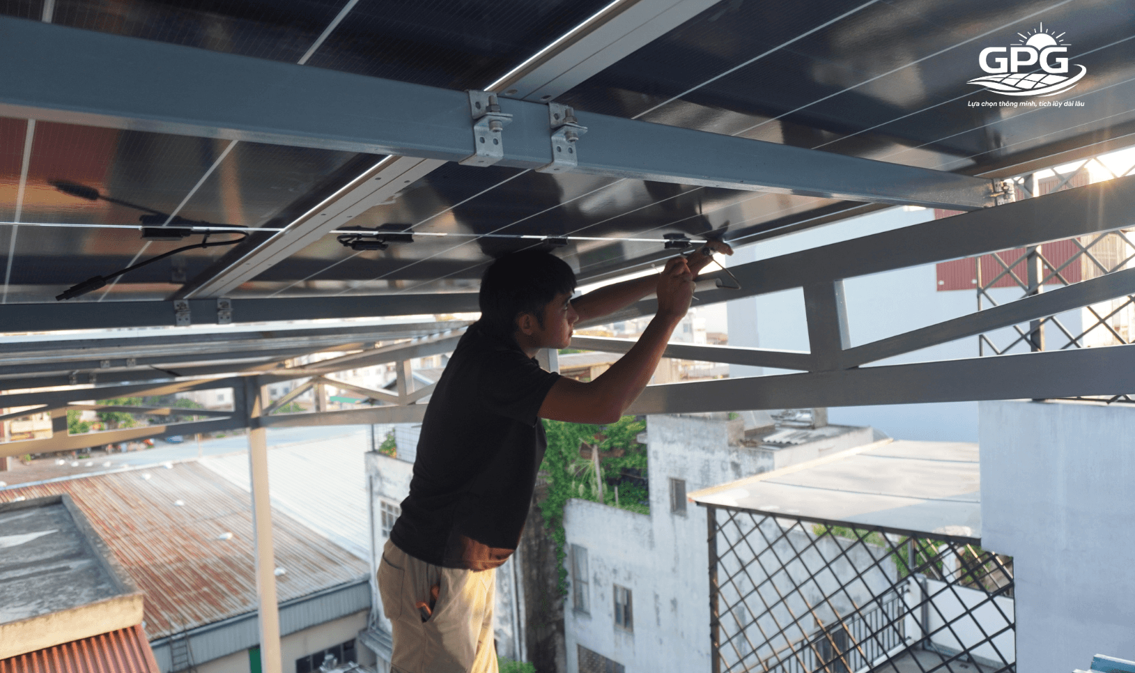 Sleek solar panels on a suburban home roof